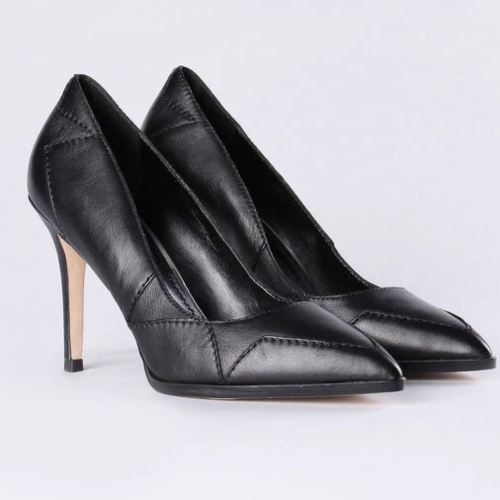 Diesel D-Asty Black Leather Stitched Heels